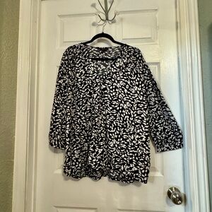 Fred David Black and White Abstract Blouse